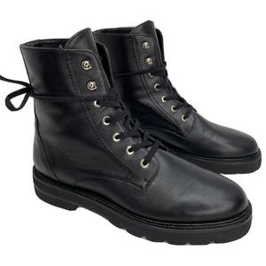 Stuart weitzman Mila lift bootie black leather combat boot size 8